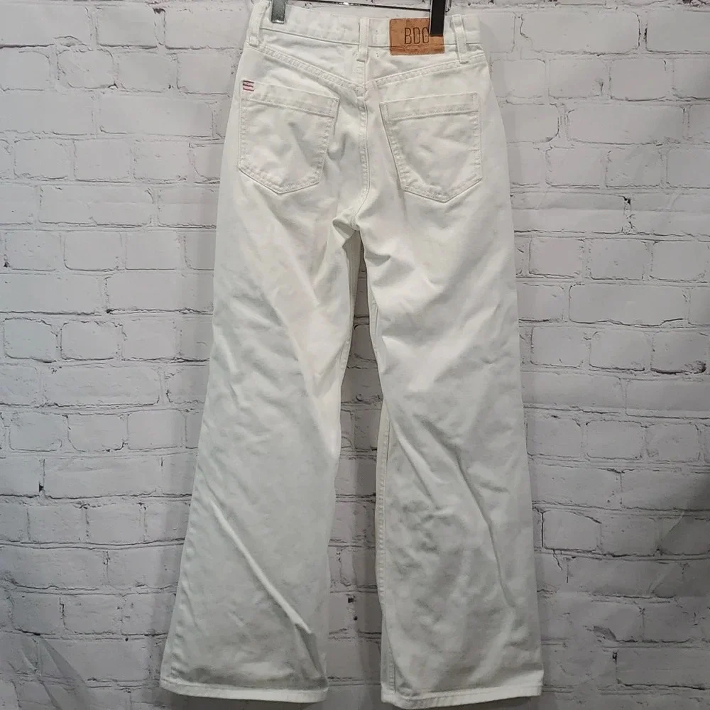 BDG Urban Outfitters High Rise Pleated White Jeans Relaxed Straight-Leg Size 24 - Picture 6 of 16